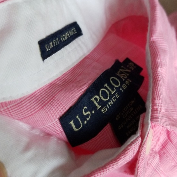 Size small pink U.S.POLO ASSIN. dress shirt - Picture 3 of 4